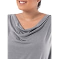 thumbnail image 2 of Wright's Women's Plus Size Draped Front Cowl Neck Short Sleeve Blouse Top, Size 1X-5X, 2 of 7
