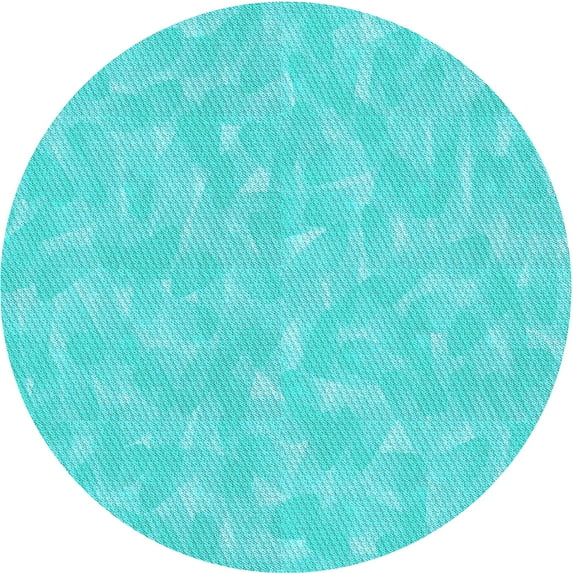 Ahgly Company Machine Washable Indoor Round Transitional Bright Turquoise Blue Area Rugs, 3' Round