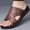 Brown, variant on Men's Brown Croc-Embossed Leather Slide Sandals with Metal Accent