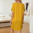 thumbnail image 4 of Naittoop Womens Nightgown Square Collar Short Sleeve Nightdress Solid Color Comfort Loose Loungewear, 4 of 5