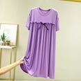 thumbnail image 3 of Pregnant Mom Summer Sleeveless Split Maternity Dresses Nightgowns for Women Sleepshirt Short Sleeve Nightshirt Soft Sleepwear V Neck Pajama Dress Purple 1L, 3 of 3