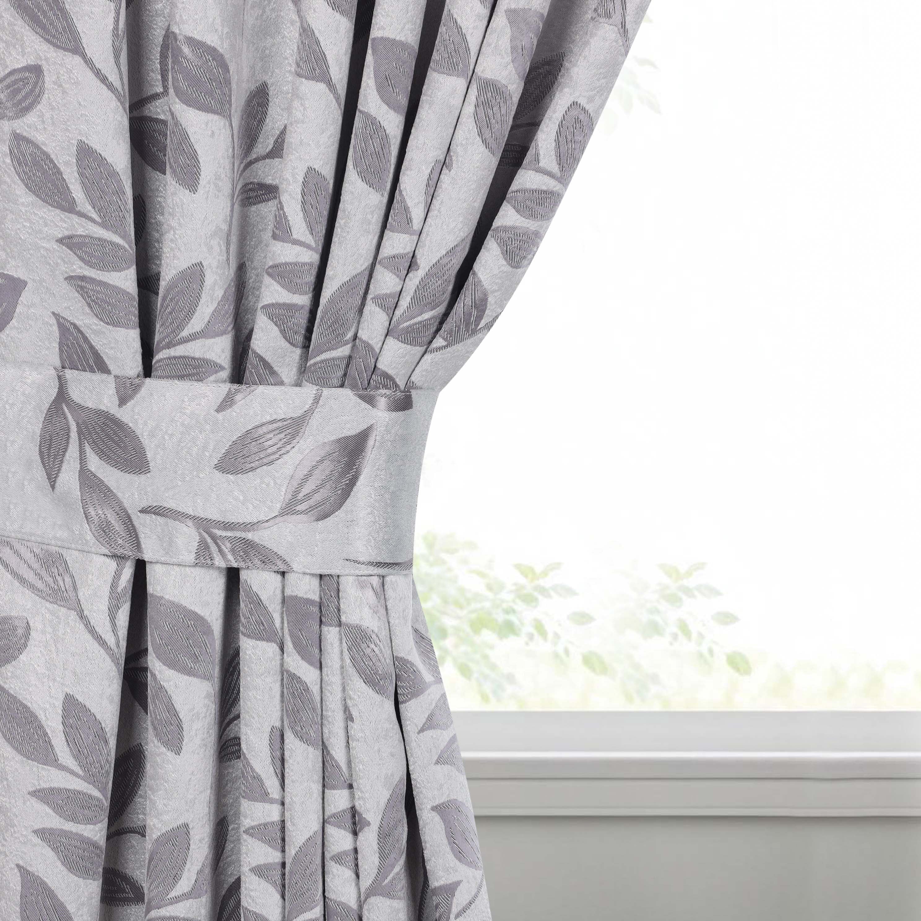 Superior Blackout Leaves Curtains Set of 2, Light Filtering Grommet Curtain Panel Set, Grey, 46"W x 63"L