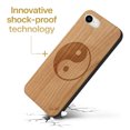 thumbnail image 3 of Case Yard Wooden Case Outside Soft TPU Silicone, Slim Fit Shockproof Wood Protective Phone Cover for Girls Boys Men and Women, Supports Wireless Charging Yin Yang Design case for iPhone-SE, 3 of 7