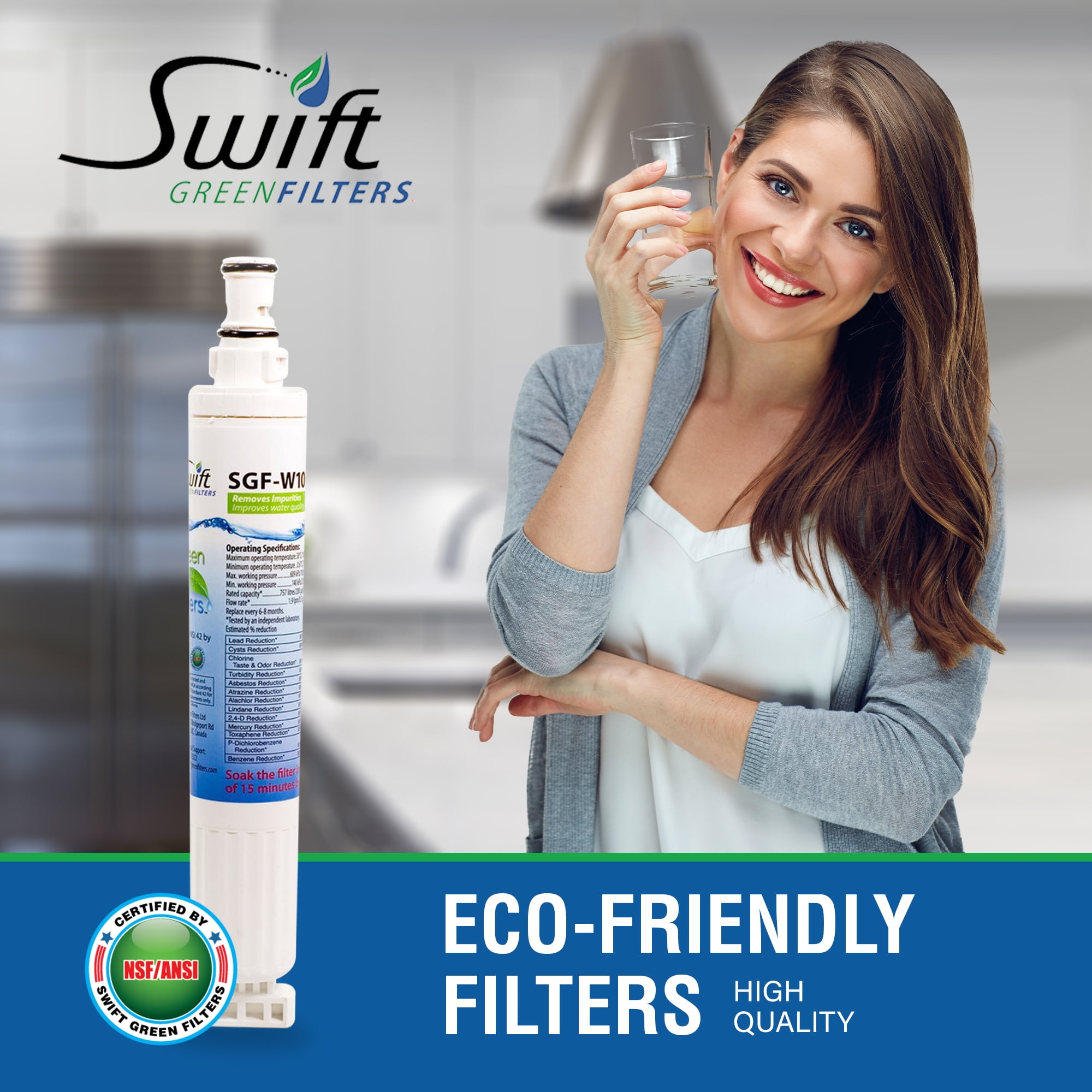 Swift Green Filters SGF-W10 Compatible Refrigerator Water Filter for 4396701,EDR6D1,FILTER 6(3 Pack)