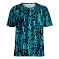 thumbnail image 5 of Blue Pixel Art Print Women's Short Sleeve T-Shirt Crew Neck Casual Summer Trendy Loose Fit Tops, 5 of 6