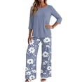 thumbnail image 5 of Two Piece Sets for Women Lounge 3/4 Length Sleeve Womens Tops Graphic Pants Summer Outfits Sky Blue L, 5 of 6