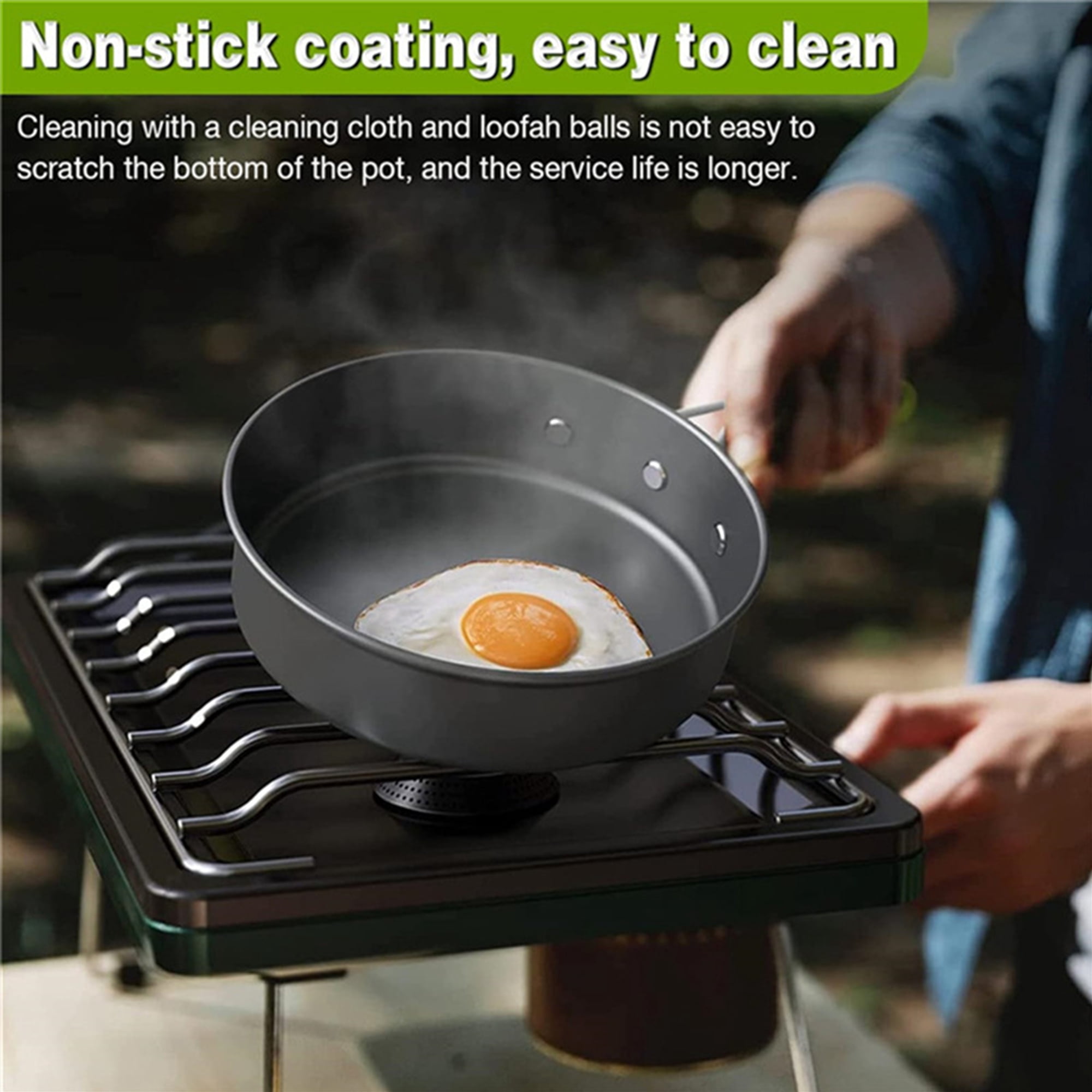 17pcs Camping Cookware Kit, 0.45Gal Pot, 7" Pan, 0.30Gal Kettle Set with 2 Set Stainless Steel Cups Plates Forks Knives Spoons for Hiking