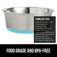 thumbnail image 3 of Dog Bowl Set of 2, Heavy Duty Stainless Steel Bowls by GORILLA GRIP, Holds 6 Cups, Turquoise, 3 of 8