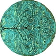 thumbnail image 1 of Ahgly Company Indoor Round Persian Turquoise Blue Traditional Area Rugs, 7' Round, 1 of 4
