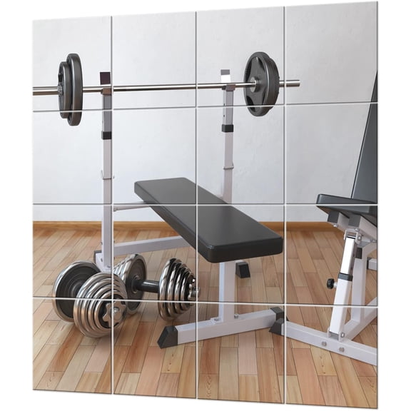 Full Length Mirror Tiles, Frameless Wall Mirror 12 Inch x 4 Pieces, Body Mirror, Long Mirror, Gym Mirrors for Home Gym, for Door, Closet, Room, Easy to Install