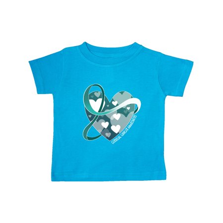 

Inktastic Cervical Cancer Awareness Teal and White Ribbon Around Heart Gift Baby Boy or Baby Girl T-Shirt