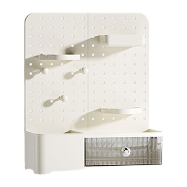 Organizador de papelería, portalápices, organizador de papelería, tablero perforado Blanco crema