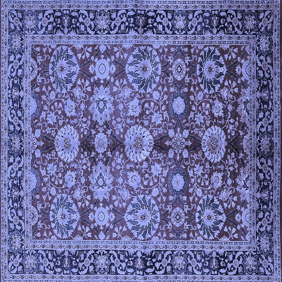 Ahgly Company Indoor Square Oriental Blue Industrial Area Rugs, 7' Square