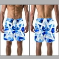 thumbnail image 3 of luoweisi Men's Beach Shorts Quick Dry Swim Trunks with Mesh Lining Blue and White Geometry L, 3 of 5