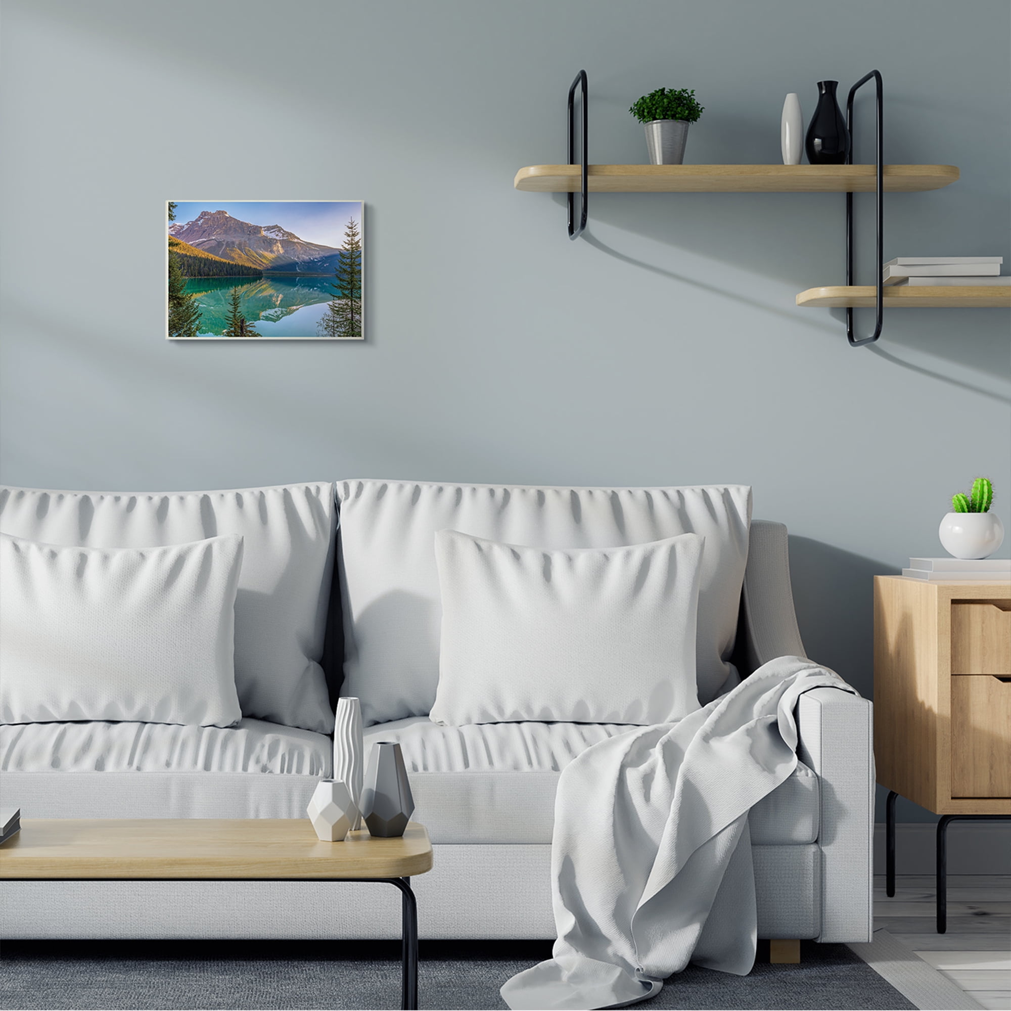 Stupell Industries Reflective Mountain Lake Landscape Sunny Sky,10 x 15,Designed by Dave Gordon