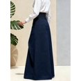 thumbnail image 2 of Women's Navy Blue High Waist Asymmetric Bodycon Maxi Skirt A Line Long Skirt, 2 of 7