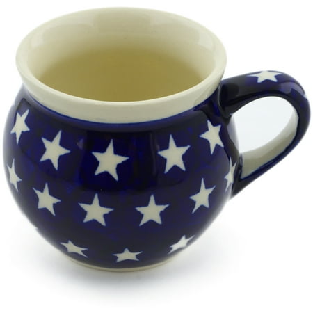 Beautiful Pottery Mugs Polish Pottery 6 oz Bubble Mug (America The Beautiful Theme) Hand Painted in Boleslawiec, Poland + Certificate of Authenticity ()