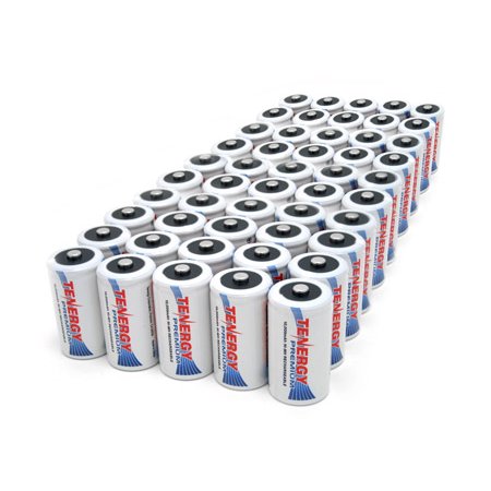 Tenergy Premium D Size 10,000mAh High Capacity NiMH Rechargeable Batteries, 50-Pack