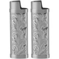 thumbnail image 1 of Lighter Case, 2PCS Lighter Cover Floral Pattern Zinc Alloy Engraving Reusable Sleeve Protective Cover for Outdoor, 1 of 8