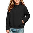 thumbnail image 6 of ZBSOKO Girls' Sweatshirts Quarter Zip Pullover Warm Sweatshirt Turn Down Collar Loose Fit Solid Color Winter Tops Sizes 5-15 Years, 6 of 7