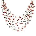 thumbnail image 2 of Flowing Layers of Red Synthetic Coral and Crystal on Silk Thread Necklace, 2 of 4