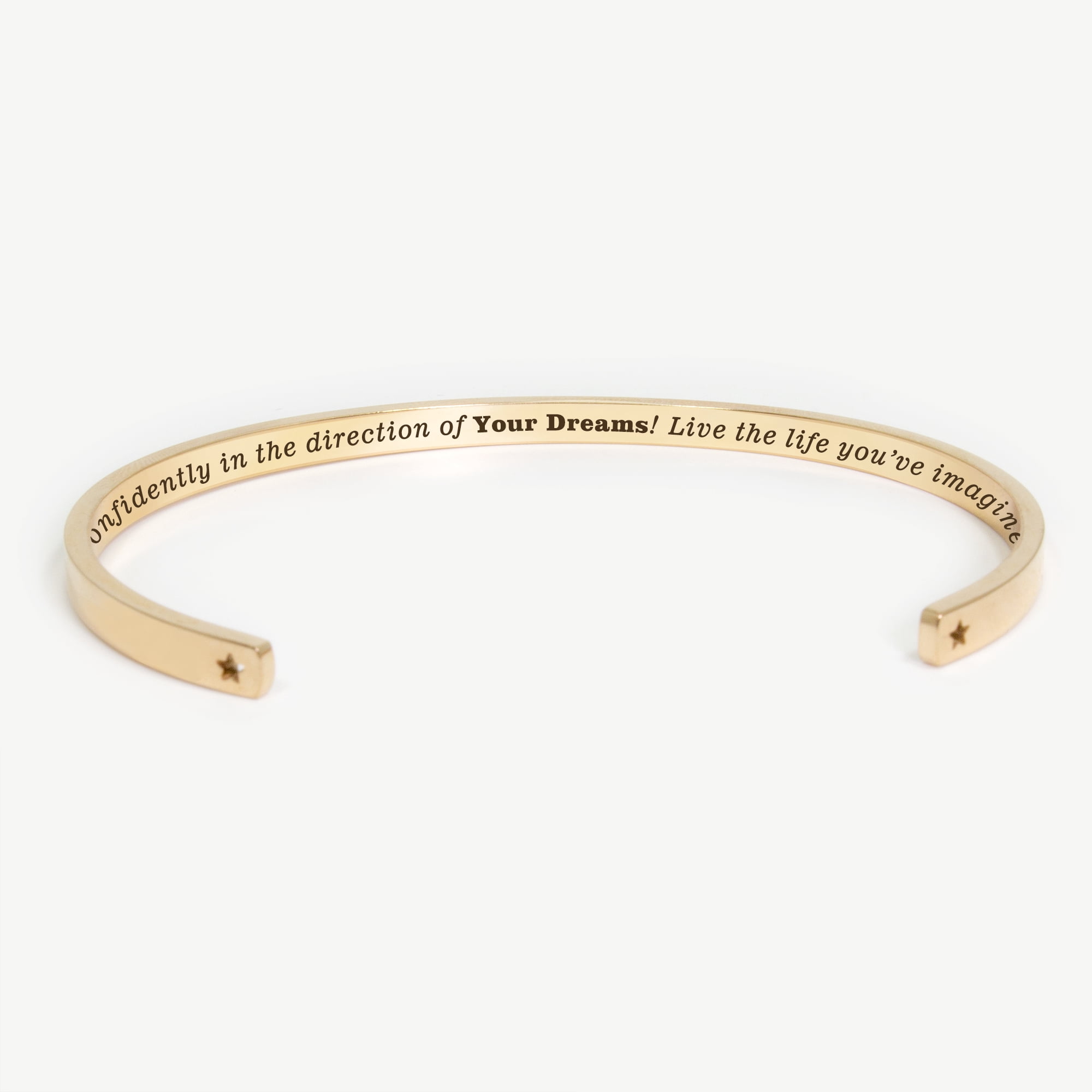 "Go confidently in the direction of…" Rose Gold Stainless Steel Graduation Theme Hidden Message Gift for Her Cuff Bracelet with Gift Set