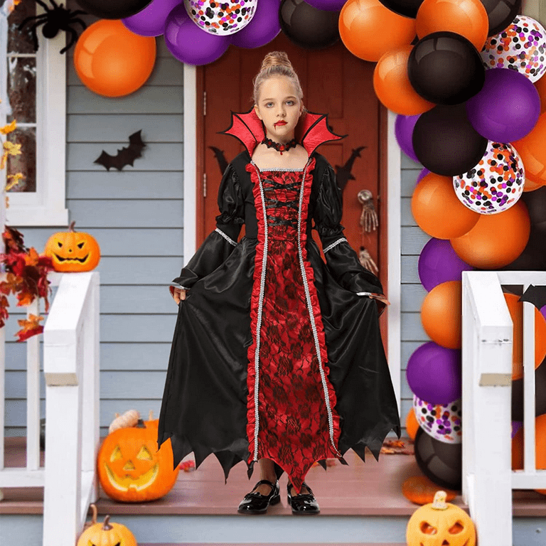 Royal Vampire Costume Set for Girls Halloween Dress Up Party Gothic Victorian Vampiress Queen Role Play Toys S