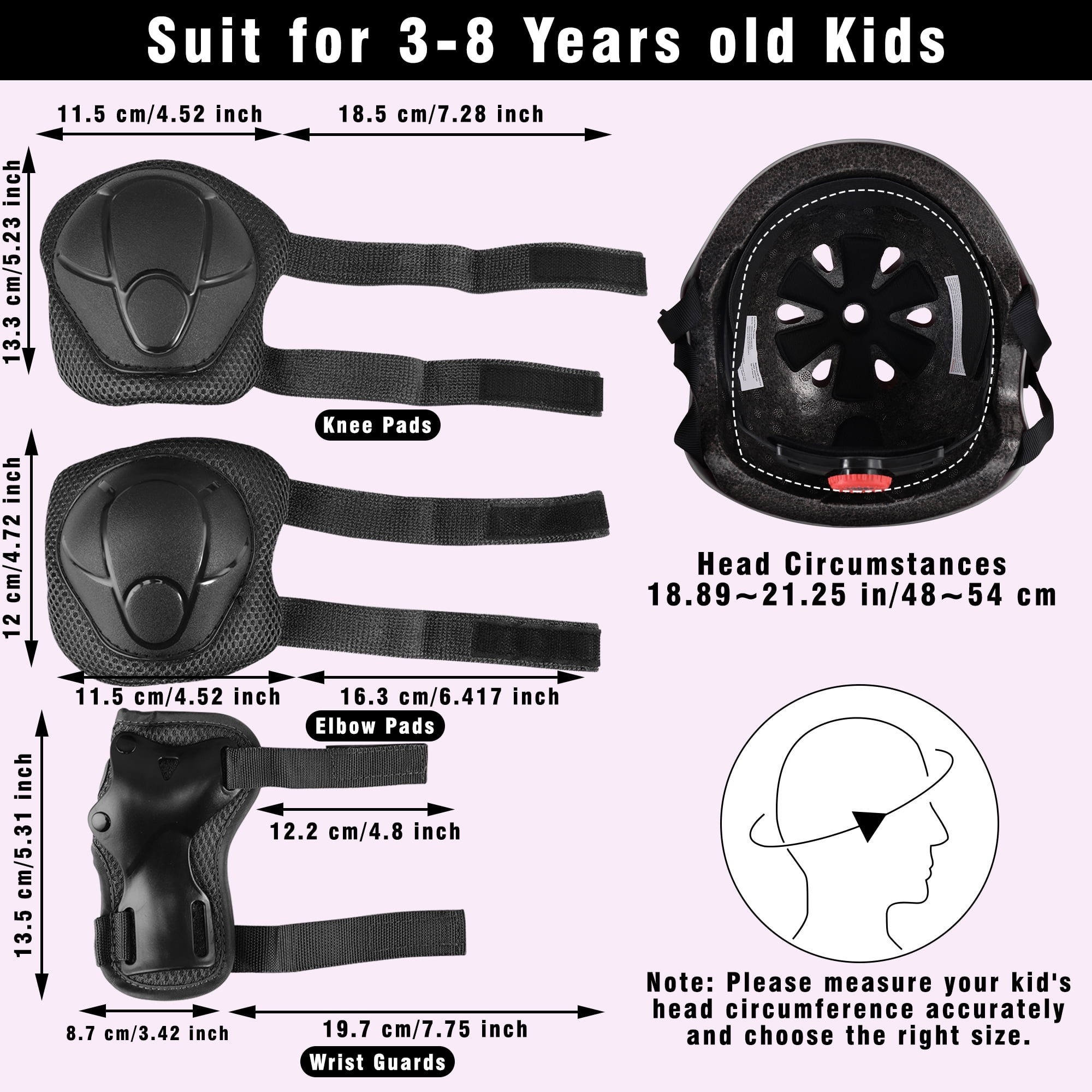 Kids Bike Helmet Set Toddler Helmet for Ages 2-8 Boys Girls with Sports Protective Gear Set