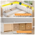 thumbnail image 5 of Corner Bed Frame Queen Size with 6 Storage Drawers, Charging Station & RGB Led Lights, Metal Daybed with Upholstered Guardrail and Storage Shelves, Queen Platform Bed Frame for Teens/Adult, White, 5 of 6