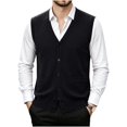 thumbnail image 3 of Atkumj Men's Sweater Vests Trendy Solid Color Button Down Knit Vest with Front Pockets Casual Comfortable V Neck Sleeveless Sweater Vest 2XL, 3 of 8