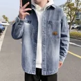 thumbnail image 2 of Chaqueta vaquera para hombre, camisa con estampado, abrigo vaquero para hombre, fino, negro, a bordo, precio bajo, diseño de moda, lavado, invierno, gran tamaño, suelto, 2 of 5
