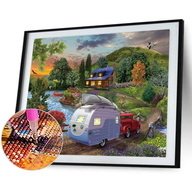 Cuadros Decorativos Lago Camping 5D DIY Diamond Painting Kits Full Round Drill Wall Decor Art Craft Tmvgtek embutido en tela