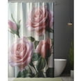 thumbnail image 5 of Elegant Pink Rose Shower Curtain - Soft petals and delicate buds design, soft background, romantic and peaceful bathroom decoration, polyester, contains 12 hooks, washable,, 5 of 10