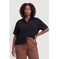 thumbnail image 2 of Women's Plus Size Solid Short Sleeve Button Front Shirt, 2 of 4