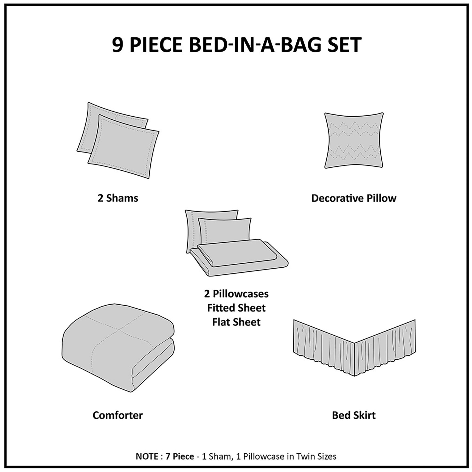 Home Essence Nepal Bed in a Bag Comforter Bedding Set, Blue, Full