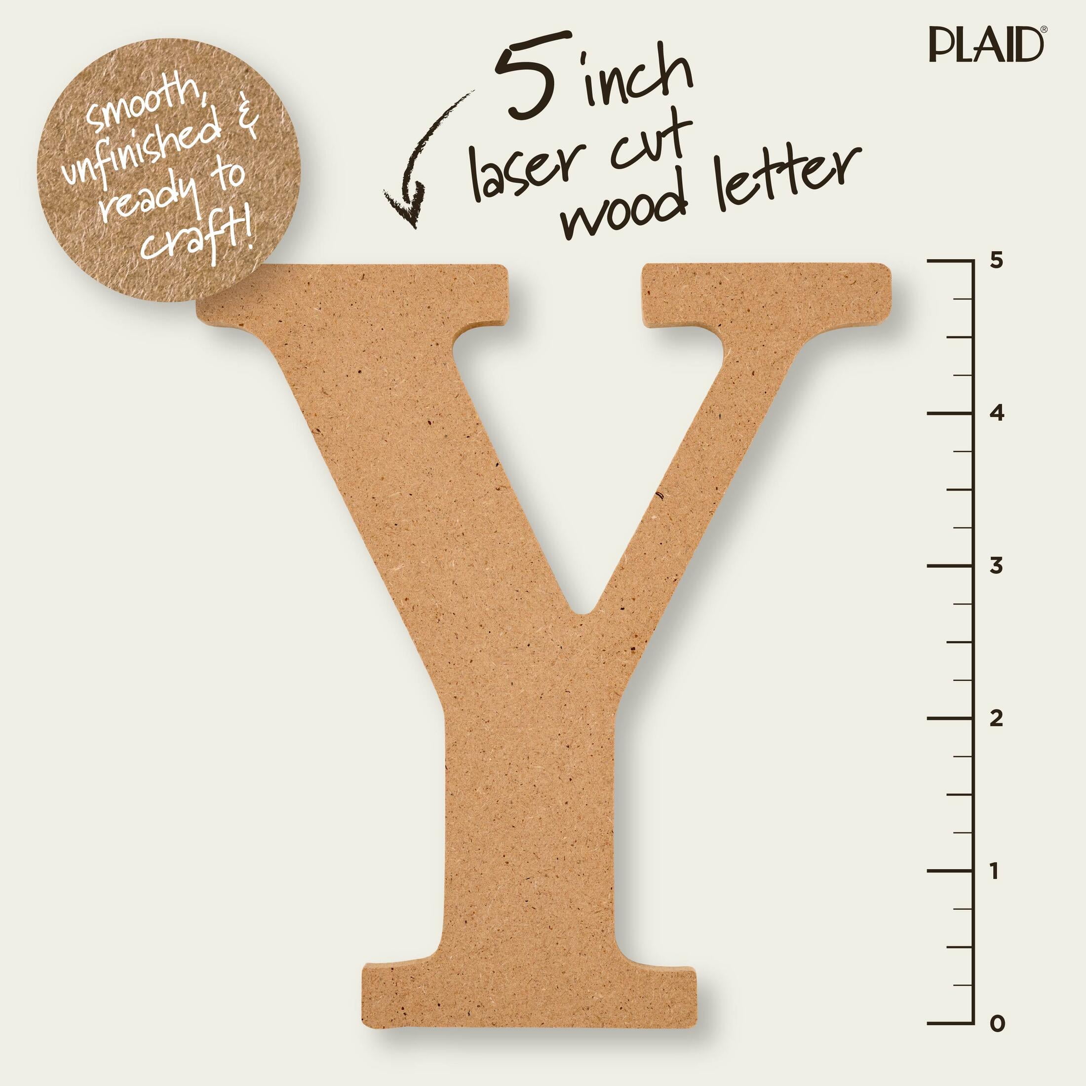 (2 pack) Plaid Unfinished Wood MDF 5" Letter for DIY Arts and Crafts, Y