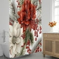 thumbnail image 3 of Fun Christmas Poinsettias Style Shower Curtain for Bathroom Shower Curtain Set with 12 Hooks Waterproof Fabric Bath Curtain for Bathtub Restroom Decor, 72 X 72 in, 3 of 6