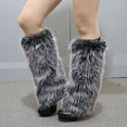 thumbnail image 5 of Eoperou 1 Pair Plush Elastic Solid Color Thick Leg Warmers Autumn Winter Women Warm Faux Fur Boot Stockings, 5 of 8