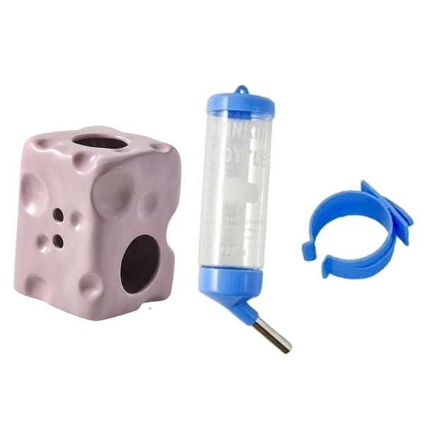 Botella de agua para hámster y casa de cerámica de 125 ml, juguete ligero tipo túnel. Púrpura
