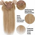 thumbnail image 4 of Benehair 100% Real Remy Human Hair Mono Topper Toupee Clips Hairpiece Top Wigs Caramel BLONDE 16inch US, 4 of 12