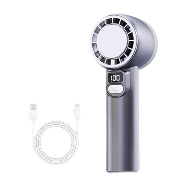 Ventilador de bolsillo portátil con 100 velocidades de enfriamiento ajustable para viajes festivos al aire libre gris