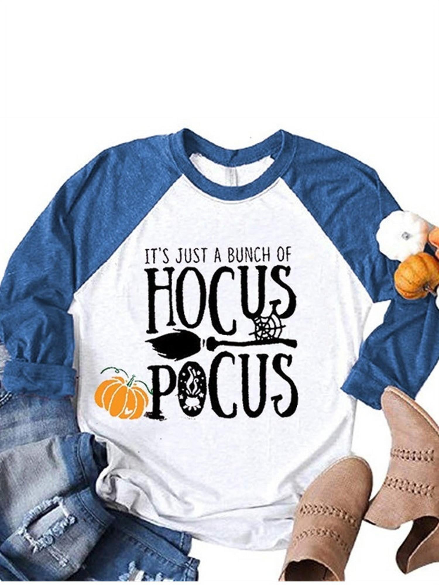 Womens Hocus Pocus I Need Coffee To Focus Tshirt Funny Halloween Witch Tee 