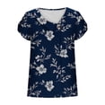 thumbnail image 4 of Fznquz Summer Casual Tops for Women 2025 Tops Blue Floral Print Short Sleeve Button Blouses for Women Plus Size, 4 of 7