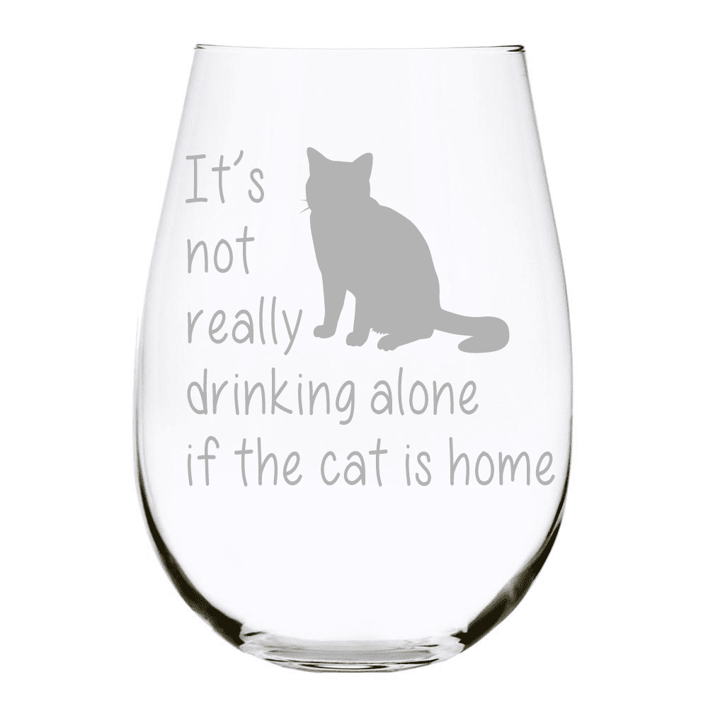 rocks cat whiskey glass 11 oz. - Laser Etched Its not really drinking alone if the cat is home 