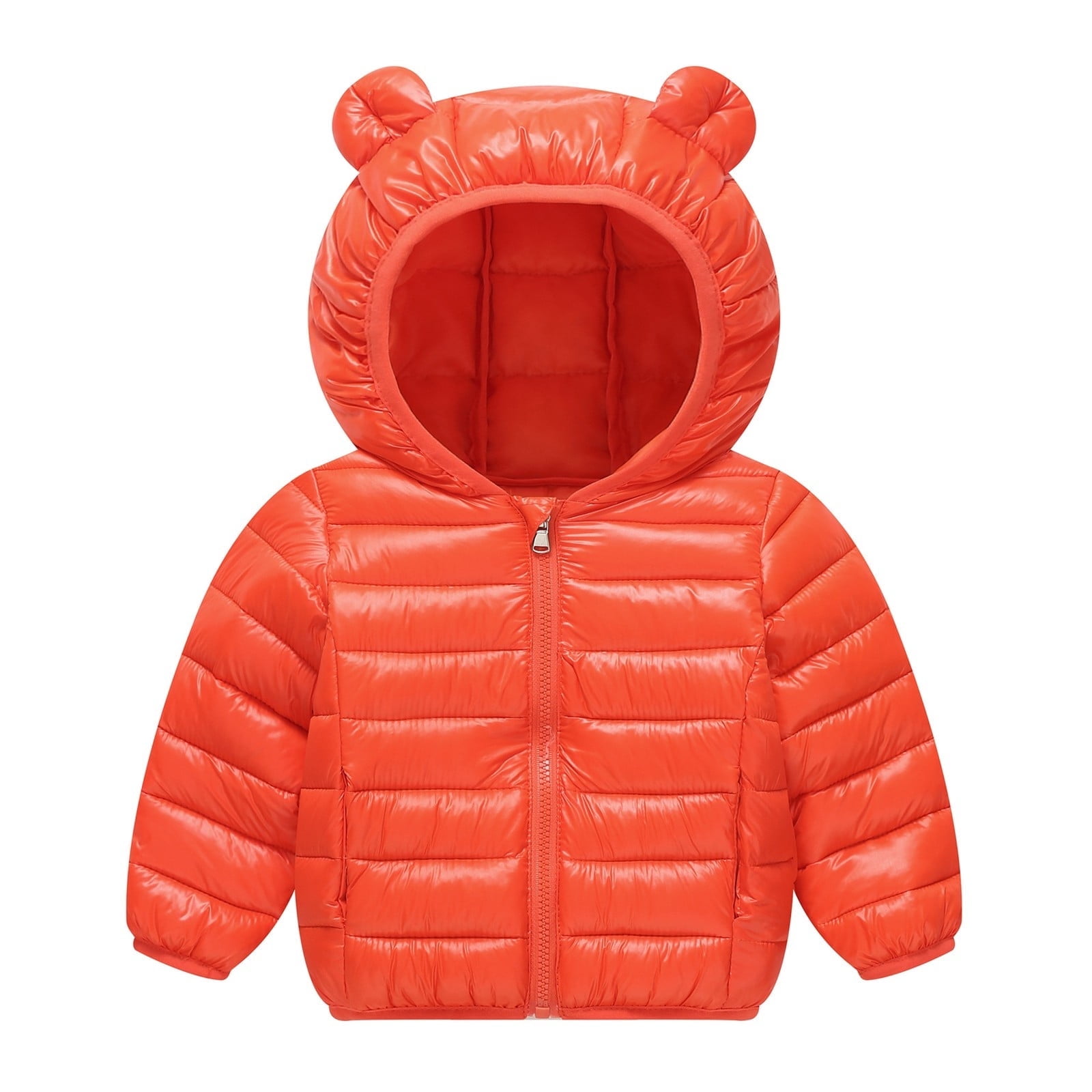Ticikt Kids Lightweight Puffer Jacket with Bear Ears Hood Quilted Zip-Up Winter Coat for Boys Girls Toddlers(Color:Red Size:7-8Years)