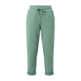 thumbnail image 3 of Khunlpohl Womens Casual Capri Pants Drawstring Elastic Waist Taperd Pant Plain Fashion Cropped Trousers with Pockets, 3 of 4
