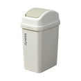 thumbnail image 2 of Two-Way Swing Lid Hinged Trash Can - Odor-Control Plastic Garbage Bin for Office/Bathroom/Desk Side, Space-Saving Small Waste Bin for Narrow Areas (Khaki/Gray, Size: 12.5x9x5.9in), 2 of 6