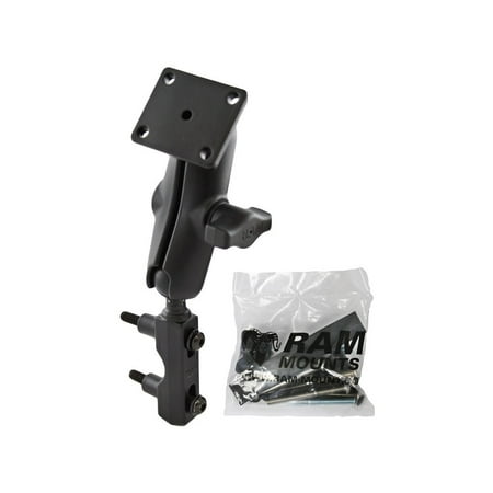 RAM BOLT MOTORCYCLE HANDLEBAR MOUNT with short 4.4cm ARM & AMPS PLATE BASE for the TOMTOM RIDER 2 GPS SATNAV SYSTEMS., Square AMPS plate fits.., By
