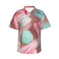 thumbnail image 1 of Fotbe Pastel Macarons Delight Camisa Hawaiana para Hombre Unisex – Camisa Casual de Verano con Botones de Manga Corta de Algodón y Lino,Medium, 1 of 7