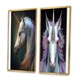 thumbnail image 3 of Designart "Beautiful Unicorn Portrait I" Animals Horse Framed Wall Art Set Of 2 - Children's Art White Gallery Wall Frame Set For Home Decor, 3 of 6
